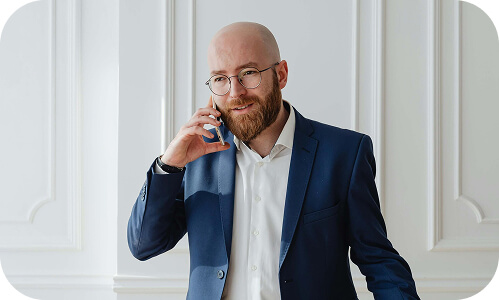 Senior leader on a phone call