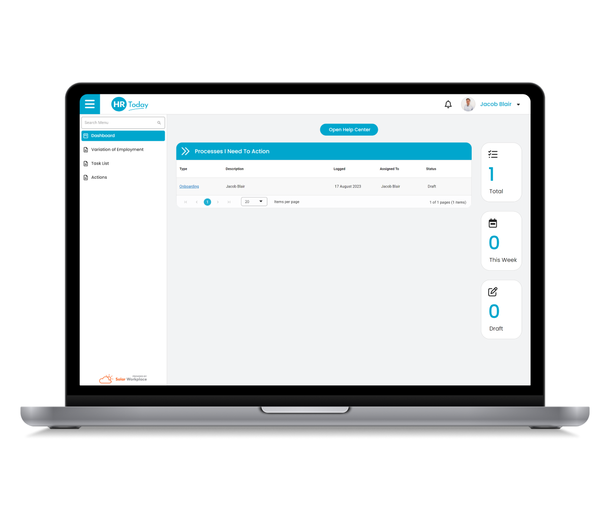 HR Today software - dashboard