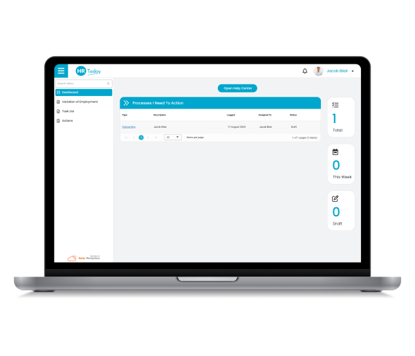 HR Today software - dashboard